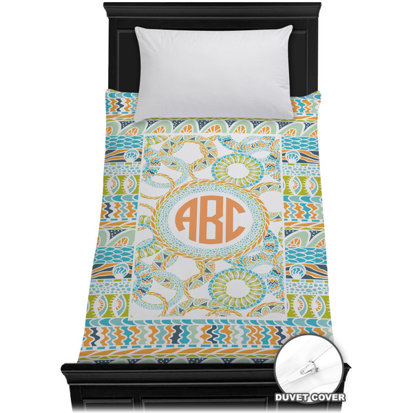 Custom Teal Ribbons & Labels Duvet Cover - Twin XL (Personalized)