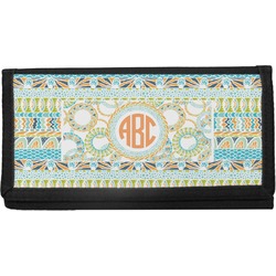 Teal Ribbons & Labels Canvas Checkbook Cover (Personalized)