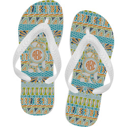 Teal Ribbons & Labels Flip Flops - Large (Personalized)