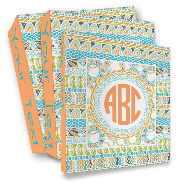 Custom Teal Ribbons & Labels 3 Ring Binder - Full Wrap (Personalized)