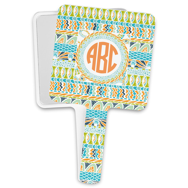 Custom Teal Ribbons & Labels Hand Mirror (Personalized)