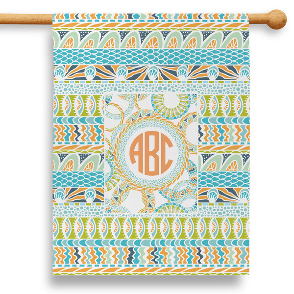 Custom Teal Ribbons & Labels 28" House Flag (Personalized)