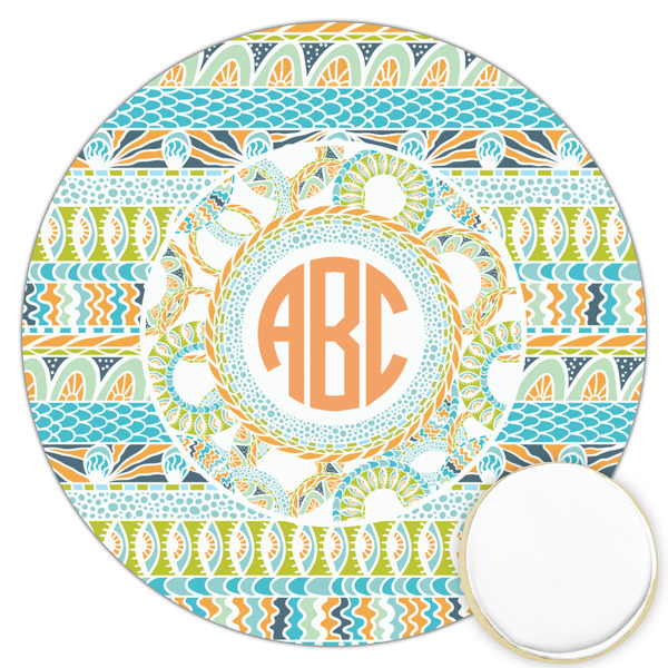 Custom Teal Ribbons & Labels Printed Cookie Topper - 3.25" (Personalized)