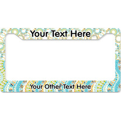 Teal Ribbons & Labels License Plate Frame - Style B (Personalized)