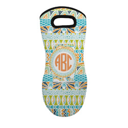 Teal Ribbons & Labels Neoprene Oven Mitt - Single w/ Monogram