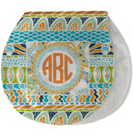 Teal Ribbons & Labels Burp Pad - Velour w/ Monogram