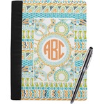 Teal Ribbons & Labels Notebook Padfolio - Large w/ Monogram