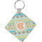 Teal Ribbons & Labels Personalized Diamond Key Chain