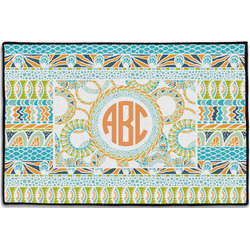 Teal Ribbons & Labels Door Mat - 36"x24" (Personalized)