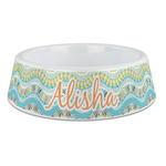 Teal Ribbons & Labels Plastic Dog Bowl - Large (Personalized)