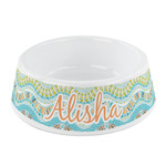 Teal Ribbons & Labels Plastic Dog Bowl - Small (Personalized)