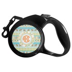 Teal Ribbons & Labels Retractable Dog Leash - Medium (Personalized)