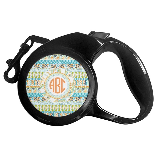 Custom Teal Ribbons & Labels Retractable Dog Leash (Personalized)