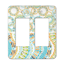 Teal Ribbons & Labels Rocker Style Light Switch Cover - Two Switch