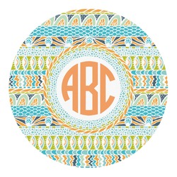 Teal Ribbons & Labels Round Decal - Medium (Personalized)