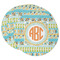 Teal Ribbons & Labels Round Paper Coaster - Main