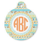 Teal Ribbons & Labels Round Pet ID Tag - Large (Personalized)