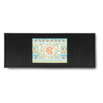 Teal Ribbons & Labels Rubber Bar Mat (Personalized)