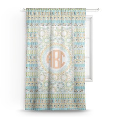Teal Ribbons & Labels Sheer Curtain - 50"x84" (Personalized)