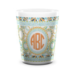 Teal Ribbons & Labels Ceramic Shot Glass - 1.5 oz - White - Set of 4 (Personalized)