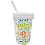 Teal Ribbons & Labels Sippy Cup with Straw (Personalized)