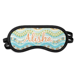 Teal Ribbons & Labels Sleeping Eye Mask - Small (Personalized)