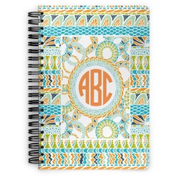 Teal Ribbons & Labels Spiral Notebook - 7x10 w/ Monogram