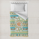 Teal Ribbons & Labels Toddler Duvet Cover w/ Monogram