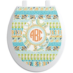 Teal Ribbons & Labels Toilet Seat Decal (Personalized)