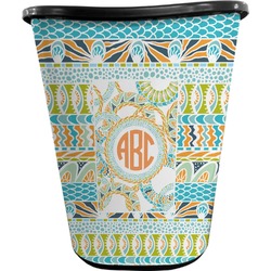Teal Ribbons & Labels Waste Basket - Double Sided (Black) (Personalized)