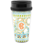 Teal Ribbons & Labels Acrylic Travel Mug without Handle (Personalized)