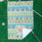 Teal Ribbons & Labels Waffle Weave Golf Towel - In Context