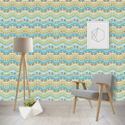 Teal Ribbons & Labels Wallpaper & Surface Covering (Water Activated - Removable)