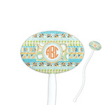 Teal Ribbons & Labels 7" Oval Plastic Stir Sticks - White - Single Sided (Personalized)