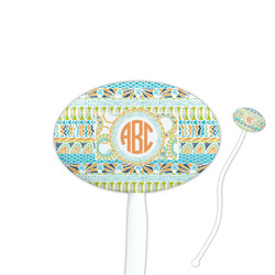 Teal Ribbons & Labels Oval Stir Sticks (Personalized)