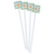 Teal Ribbons & Labels White Plastic Stir Stick - Double Sided - Square - Front