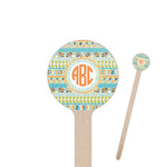 Teal Ribbons & Labels 6" Round Wooden Stir Sticks - Single Sided (Personalized)