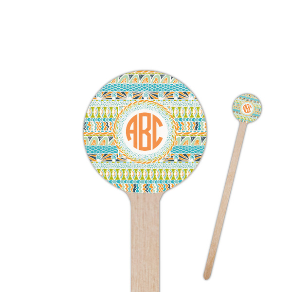 Custom Teal Ribbons & Labels 7.5" Round Wooden Stir Sticks - Double Sided (Personalized)