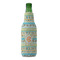 Teal Ribbons & Labels Zipper Bottle Cooler - FRONT (bottle)