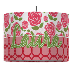 Roses 16" Drum Pendant Lamp - Fabric (Personalized)