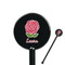 Roses Black Plastic 5.5" Stir Stick - Round - Closeup