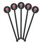 Roses Black Plastic 5.5" Stir Stick - Round - Fan View