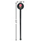 Roses Black Plastic 7" Stir Stick - Round - Dimensions