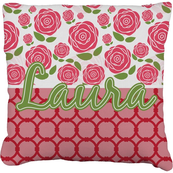 Custom Roses Faux-Linen Throw Pillow 16" (Personalized)