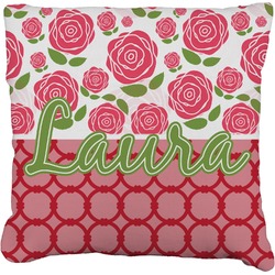 Roses Faux-Linen Throw Pillow 18" (Personalized)