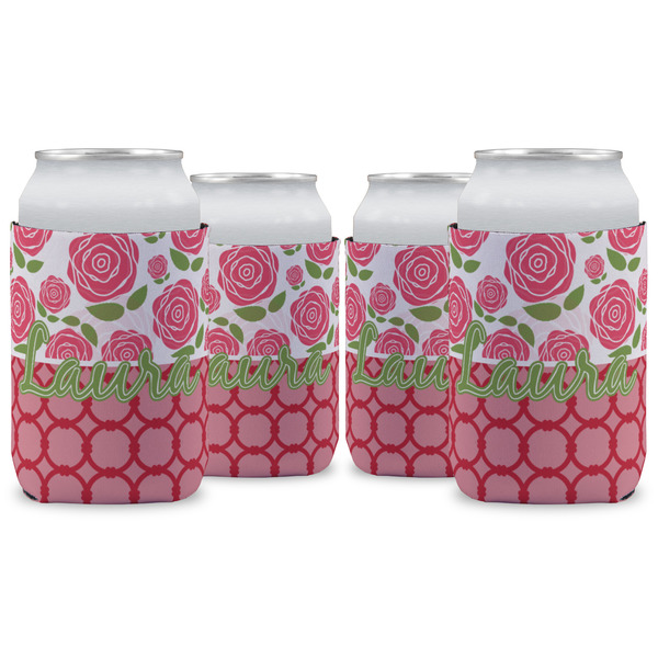 Custom Roses Can Cooler (12 oz) - Set of 4 w/ Name or Text