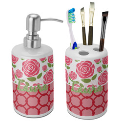 Roses Ceramic Bathroom Accessories Set (Personalized)