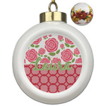 Roses Ceramic Ball Ornaments - Poinsettia Garland (Personalized)