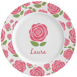 Roses Ceramic Dinner Plates (Set of 4) (Personalized)