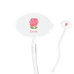 Roses 7" Oval Plastic Stir Sticks - Clear (Personalized)